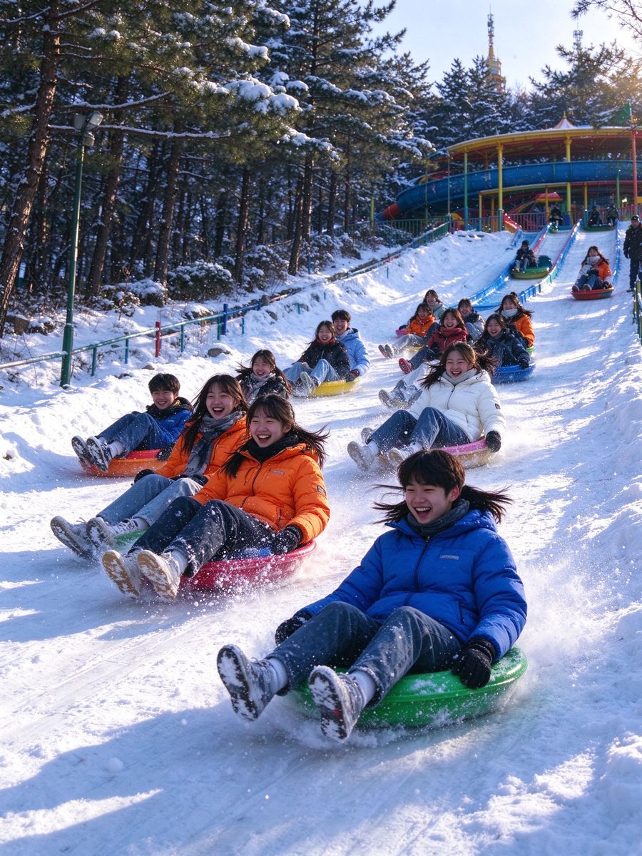 雪坡上的雪盆滑行