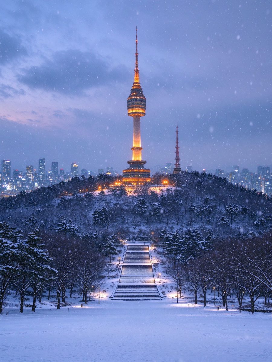 雪后黄昏的N首尔塔